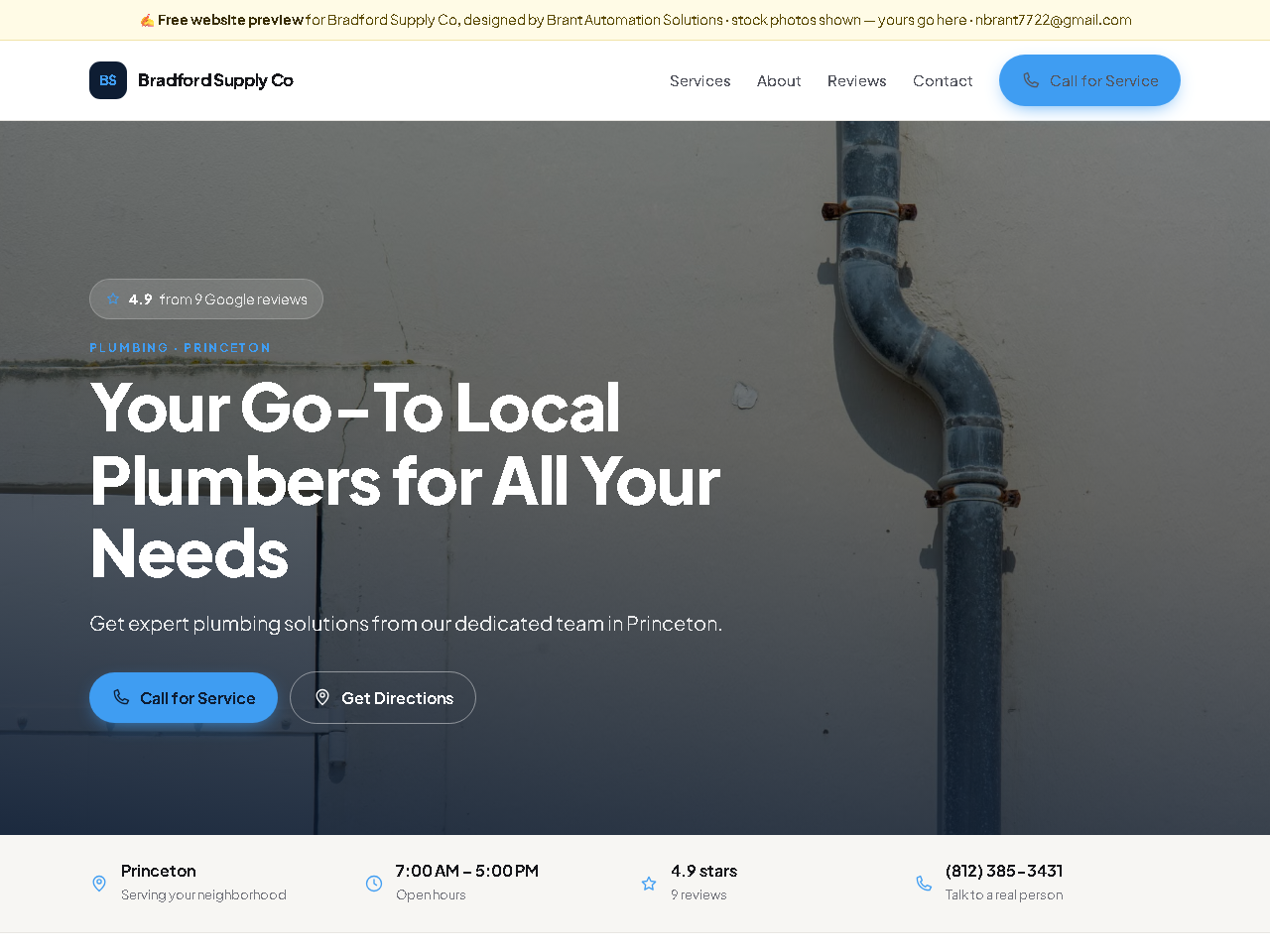 Website designed for Bradford Supply Co